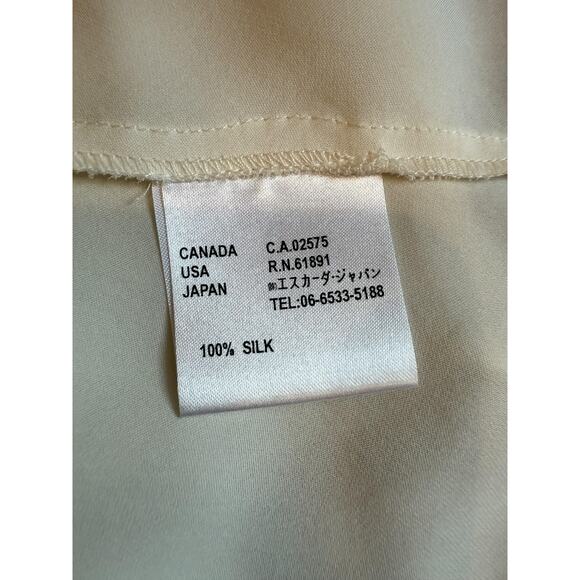 Escada Blouse Womens 34 Ivory 100% Silk Lace Embroidered Button Long Sleeve - Picture 4 of 8